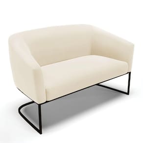 Sofá Namoradeira 2 Lugares Base Industrial Preto Stella Veludo D03 - D`rossi Cor Bege