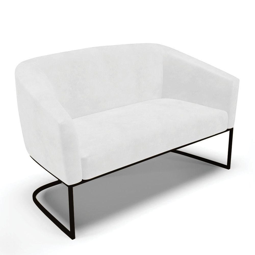 Sofá Namoradeira 2 Lugares Base Industrial Preto Stella Corano D03 - D`rossi Cor Branco