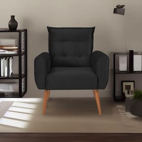 Poltrona Decorativa Para Dakota Veludo Matrix - Preto Preto