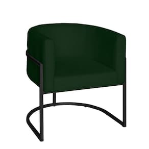 Poltrona Base Industrial Preto Sala De Estar Lety Veludo S05 - D`rossi Cor Verde