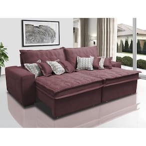 Sofá Retrátil E Reclinável 2,12m Com Molas Ensacadas Cama Inbox Supreme Tecido Suede Velusoft Vinho