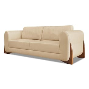 Sofá 2 Lugares Base De Madeira Clarissa 180 Cm Linho S04 - D`rossi Cor Dourado