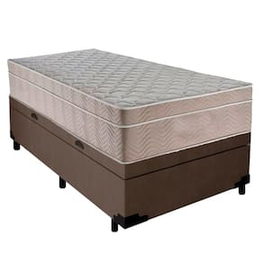 Cama Box Baú Suede Solteiro + Colchão Sereneprime Molas Ensacadas 88x188x69 Marrom