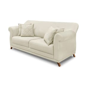 Sofá 2 Lugares Pé De Madeira Julieta 160 Cm Veludo S04 - D`rossi Cor Bege