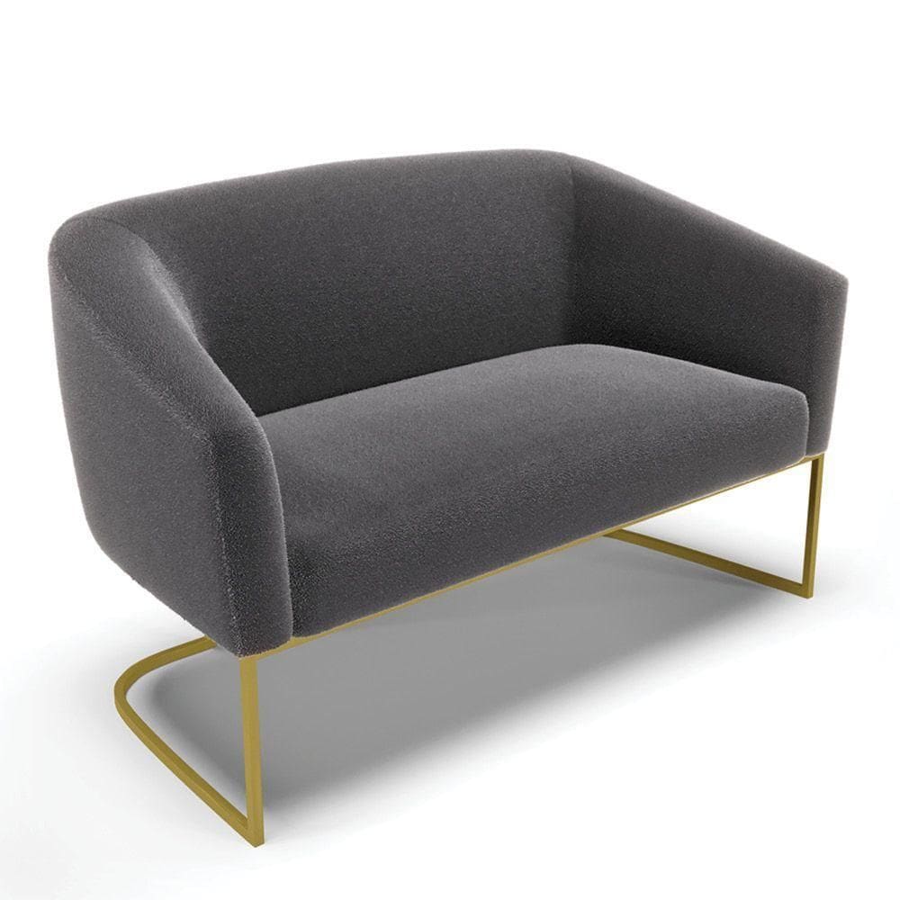 Sofá Namoradeira 2 Lugares Base Industrial Dourado Stella Bouclê D03 - D`rossi Cor Grafite