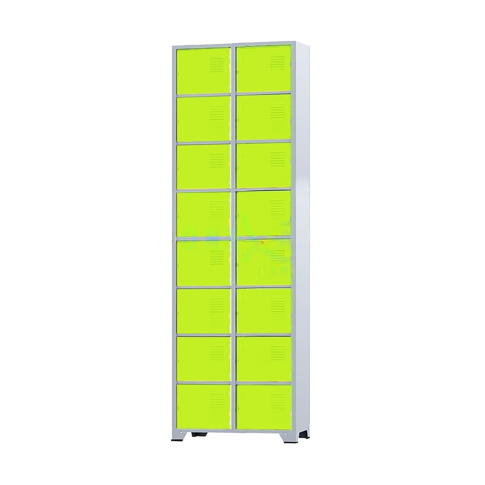 Armário Roupeiro De Aço 16 Portas Para Vestiário Academia Locker Verde com Chave