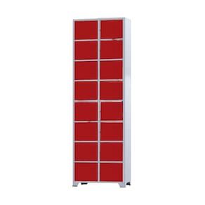 Armário Roupeiro De Aço 16 Portas Para Vestiário Academia Locker Vermelho com Chave