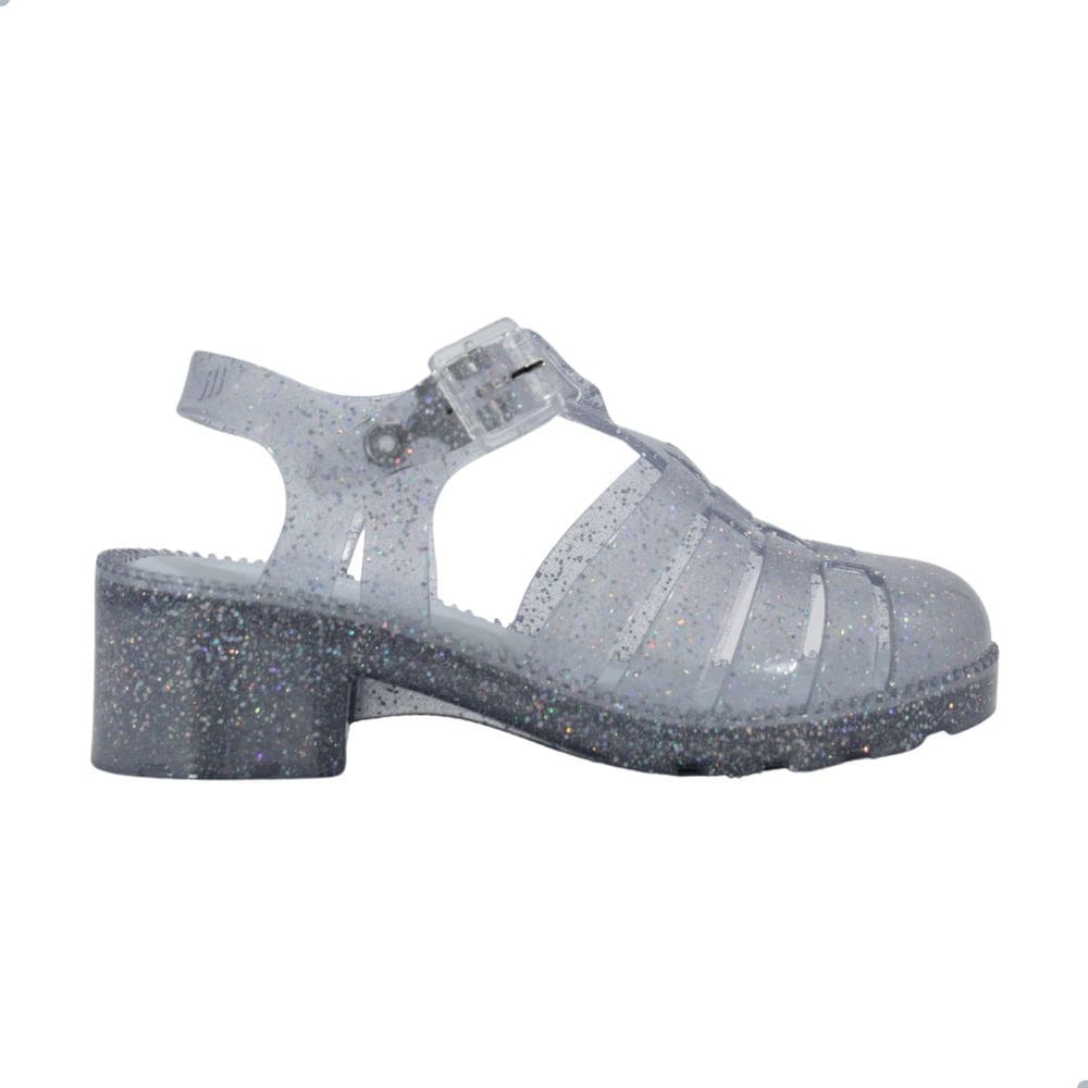 Sandália Mini Melissa Possession Heel Infantil Vidro Glitter Azul