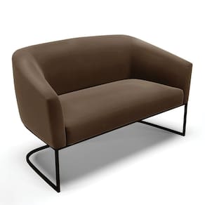 Sofá Namoradeira 2 Lugares Base Industrial Preto Stella Suede D03 - D`rossi Cor Marrom