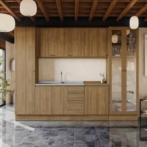 Cozinha Modulada Celeste Kappesberg 100% Mdf Nogueira 300cm