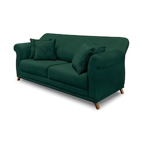 Sofá 2 Lugares Pé De Madeira Julieta 180 Cm Veludo Verde S04 - D`rossi