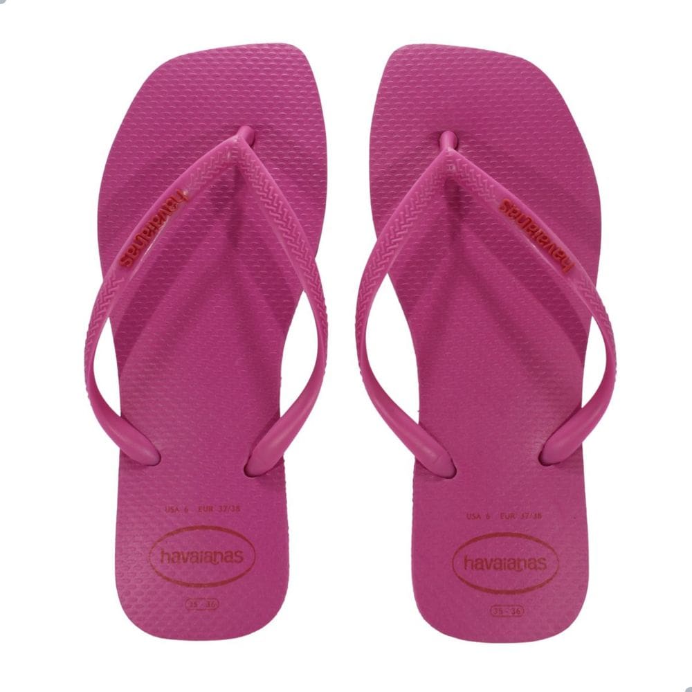 Chinelo Feminino Havaianas Slim Square Log Pop Up-Rosa Flux