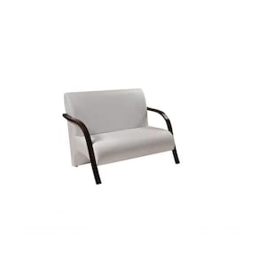 Poltrona Vênus 2 Lugares Braço Madeira D Salla Tecido Sintético Branco