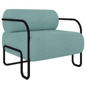 Poltrona Decorativa Para Sala Industrial Kira K04 Bouclê Azul Mpozenato