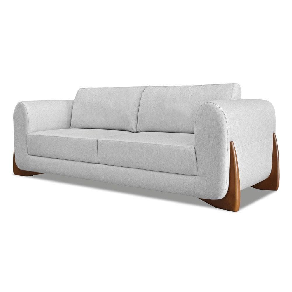 Sofá 2 Lugares Base De Madeira Clarissa 180 Cm Linho S04 - D`rossi Cor Grigio