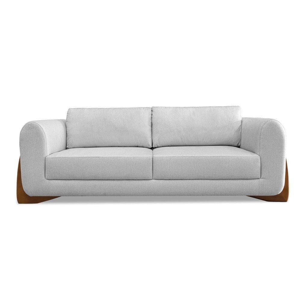 Sofá 3 Lugares Base De Madeira Clarissa 250 Cm Linho S04 - D`rossi Cor Grigio