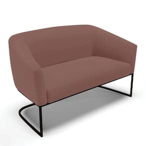 Sofá Namoradeira 2 Lugares Base Industrial Preto Stella Veludo D03 - D`rossi Cor Rose