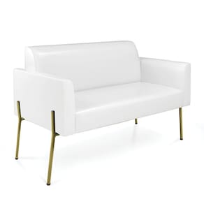 Sofá Namoradeira 2 Lugares Pé De Ferro Dourado Marisa Corano D03 Branco