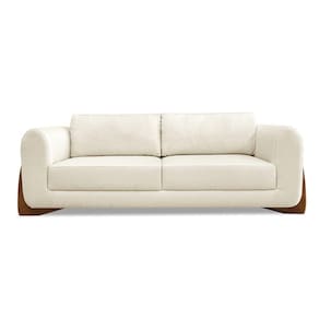 Sofá 3 Lugares Base De Madeira Clarissa 250 Cm Linho S04 - D`rossi Cor Natural