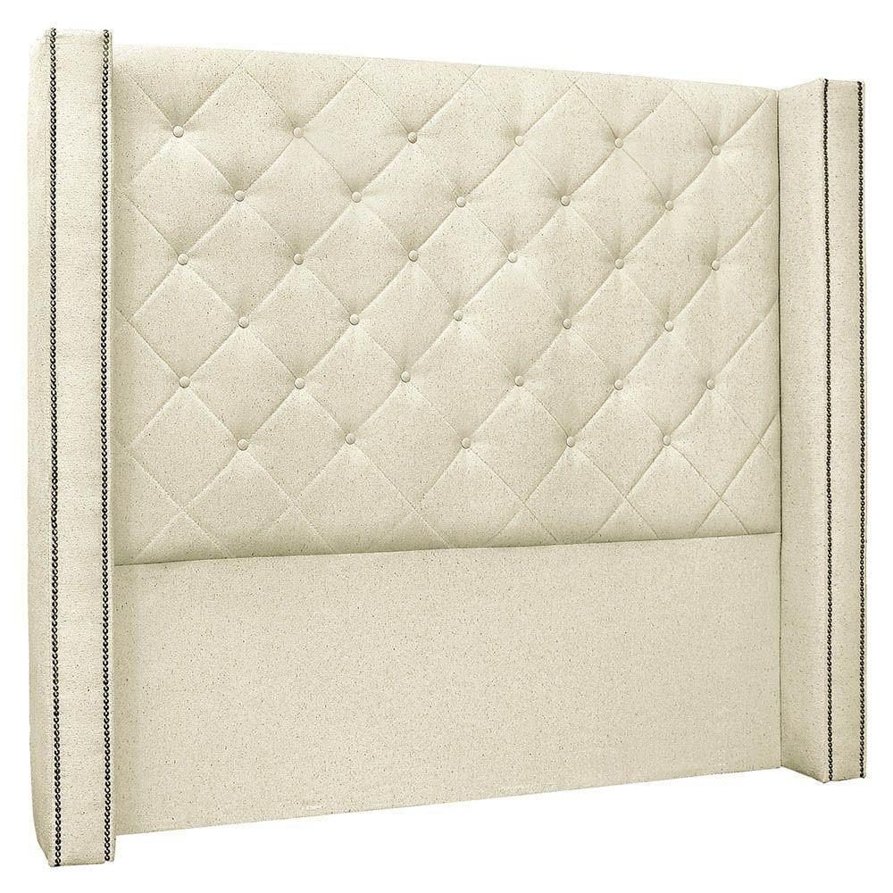 Cabeceira Solteiro Cama Box 90cm Louise S06 Linho Pérola - Mpozenato