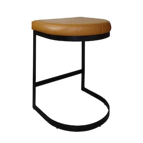 Banqueta Alta Sem Encosto Estofada Estrutura Aço Carbono Nascar Base Dourada 65cm Courino Caramelo