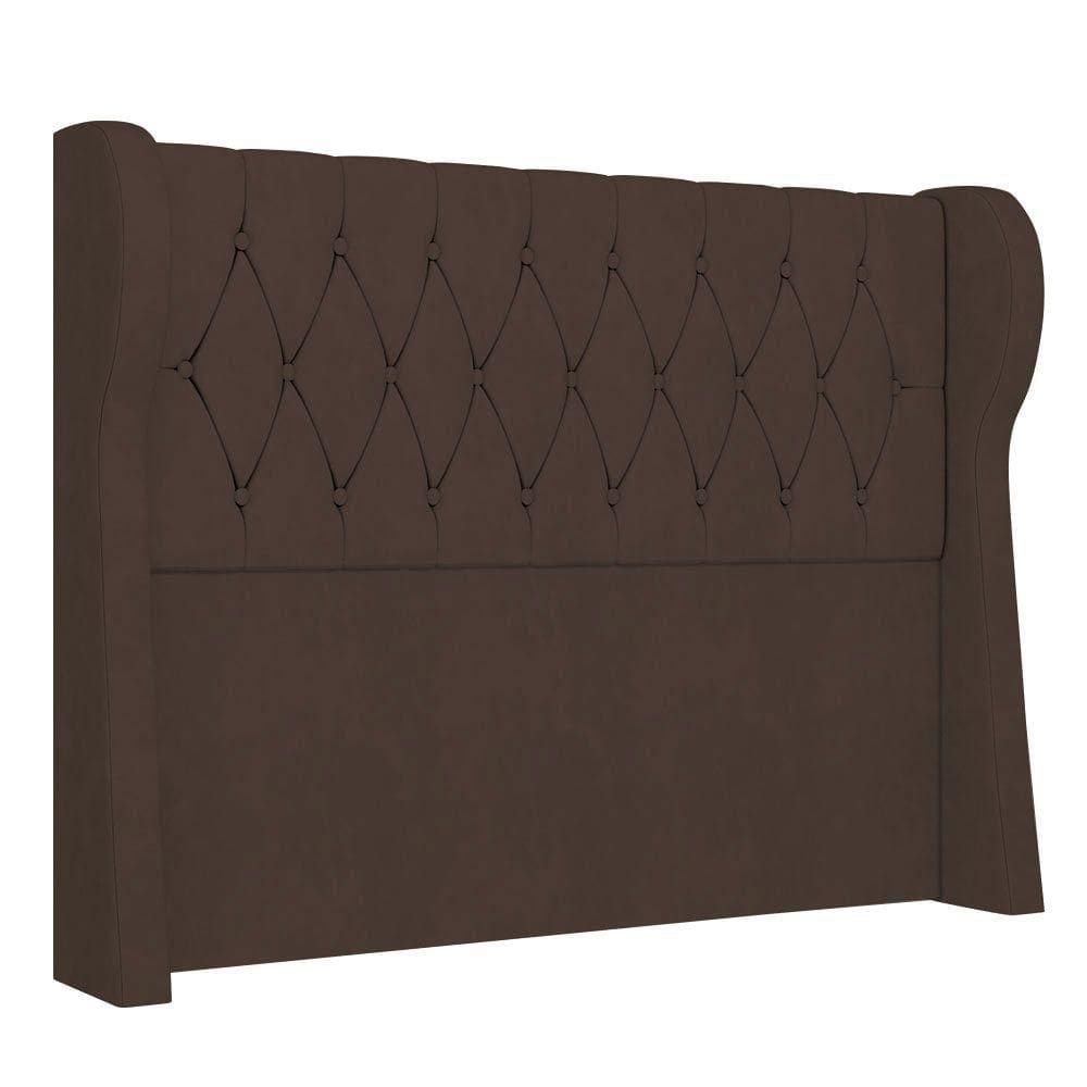 Cabeceira Casal Queen Cama Box 160cm Malva I02 Veludo Marrom Mpozenato
