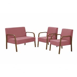ConjLuna 1 Poltrona 2 Lugares E 2 Poltronas De 1 Lugar Braço Madeira Suede