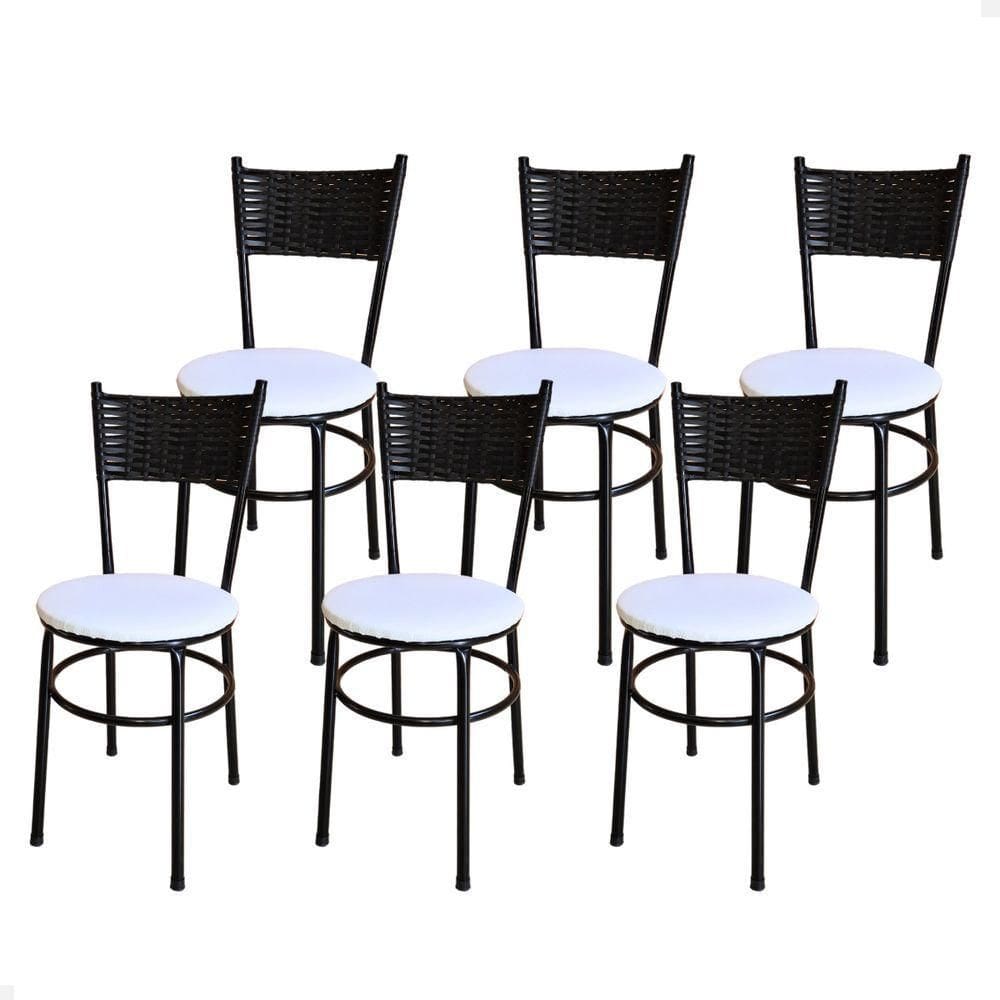 Conjunto 6 Cadeiras Pretas Para Cozinha Viena Cor:branco