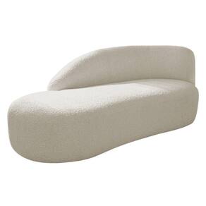 Divã Recamier Curvo Luna 185cm Lado Esquerdo Bouclé - Adj Decor Cor Branco
