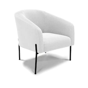 Poltrona Decorativa Pé de Ferro Preto Stella Bouclê Off White D03 - D`Rossi