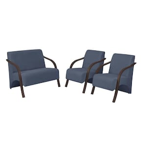 Conjunto Poltronas Vênus 1 Dois Lugares 2 Um Lugar Braços Em Madeira D Salla Suede