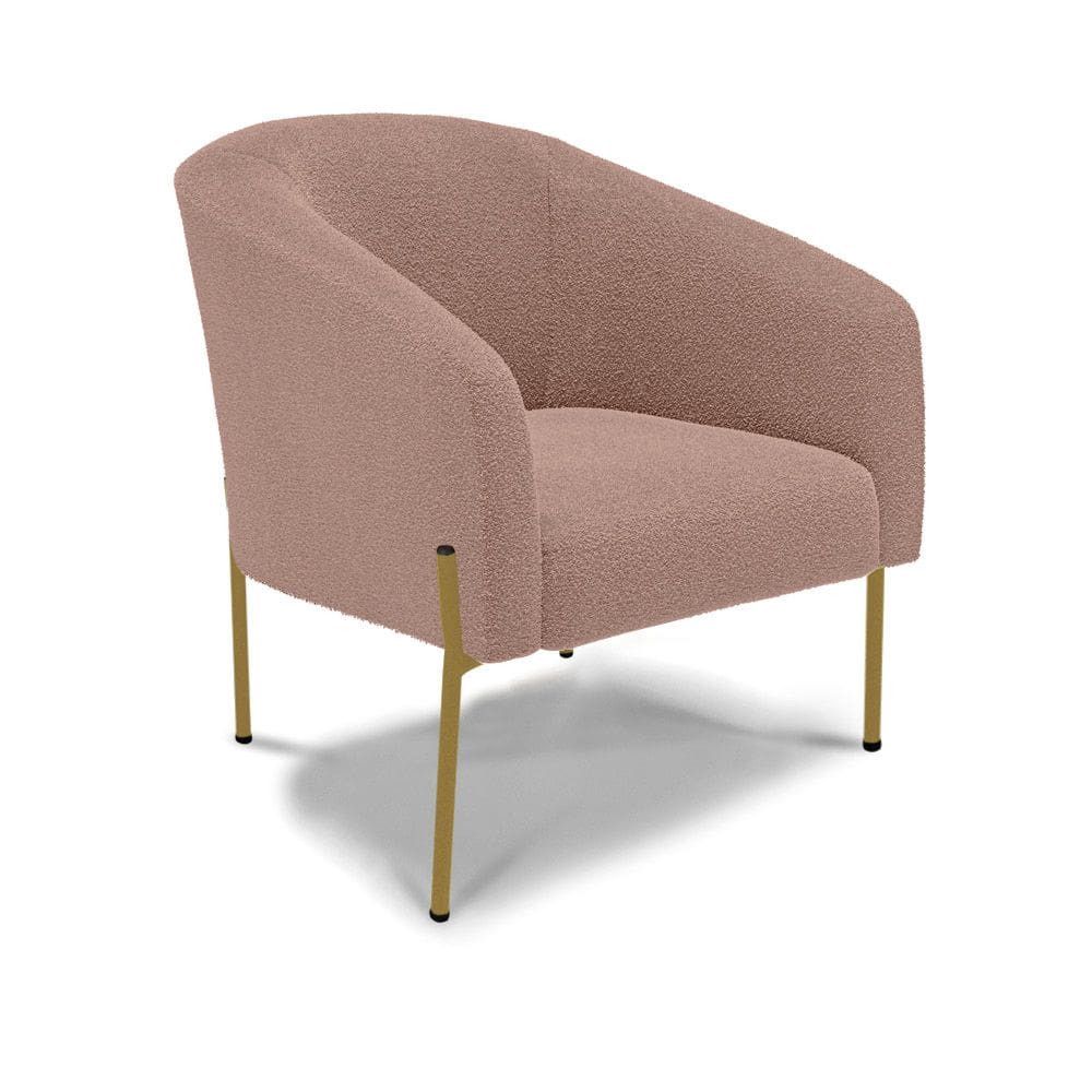 Poltrona Decorativa Pé de Ferro Dourado Stella Bouclê Rosê D03 - D`Rossi