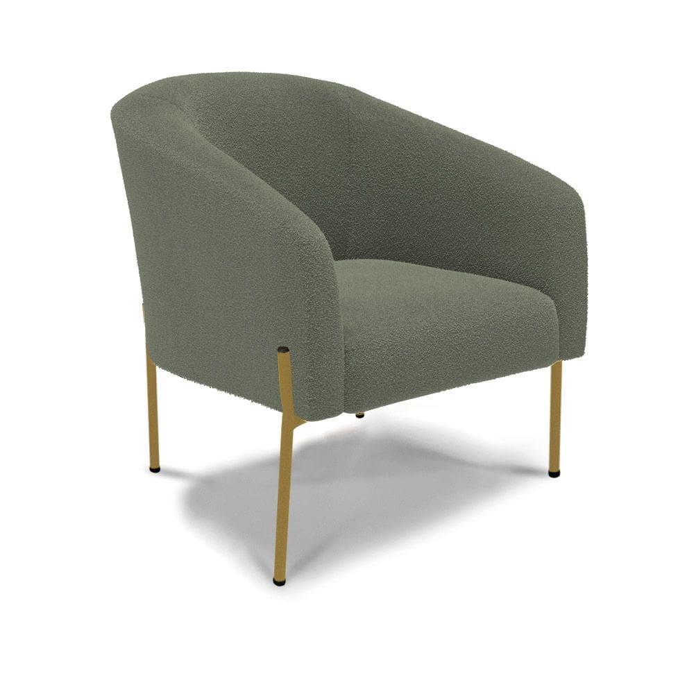 Poltrona Decorativa Pé de Ferro Dourado Stella Bouclê Menta D03 - D`Rossi