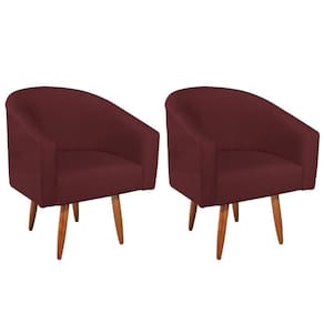 Kit 02 Poltronas Luiza Pés Palito Suede Bordô
