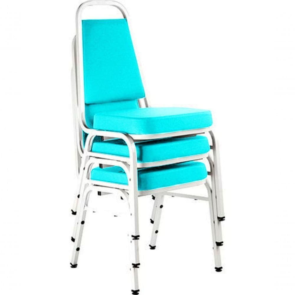 Kit Com 3 Cadeiras Empilháveis Linha Hotel Plus Verde