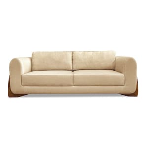 Sofá 3 Lugares Base De Madeira Clarissa 200 Cm Linho S04 - D`rossi Cor Dourado