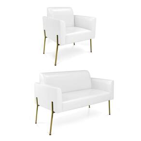 Sofá Namoradeira E Poltrona Pé De Ferro Dourado Marisa Corano D03 Branco
