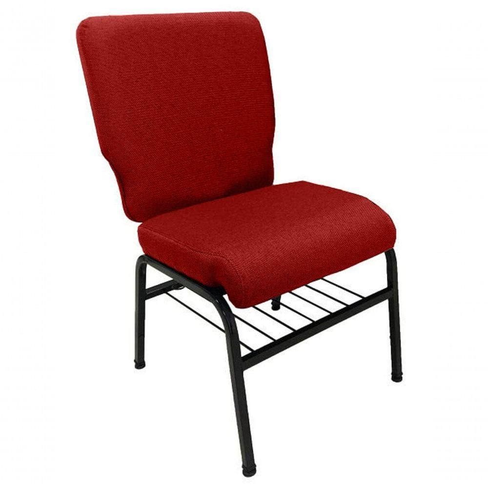 01 Cadeira Para Igrejas C/ Porta Biblía E Porta Cálice Vermelho