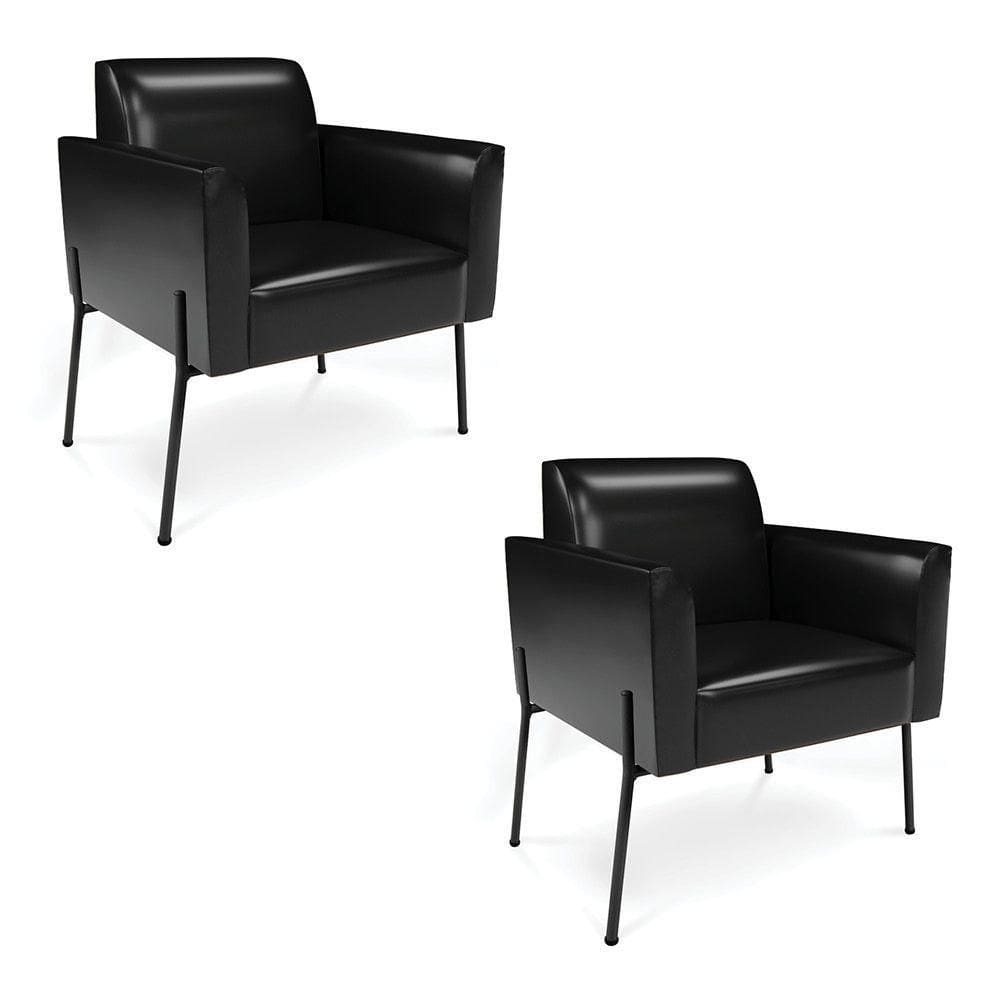 Poltrona Pé De Ferro Preto Kit 2 Para Sala Marisa Corano D03 - D`rossi Cor Preto