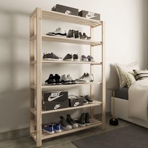 Arara De Roupas E Estante Reforçada De Sala Minimalista Conjunto