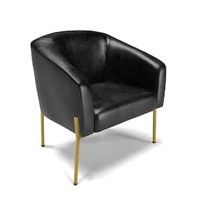 Poltrona Pé De Ferro Dourado Sala De Estar Stella Corano D03 - D`rossi Cor Preto