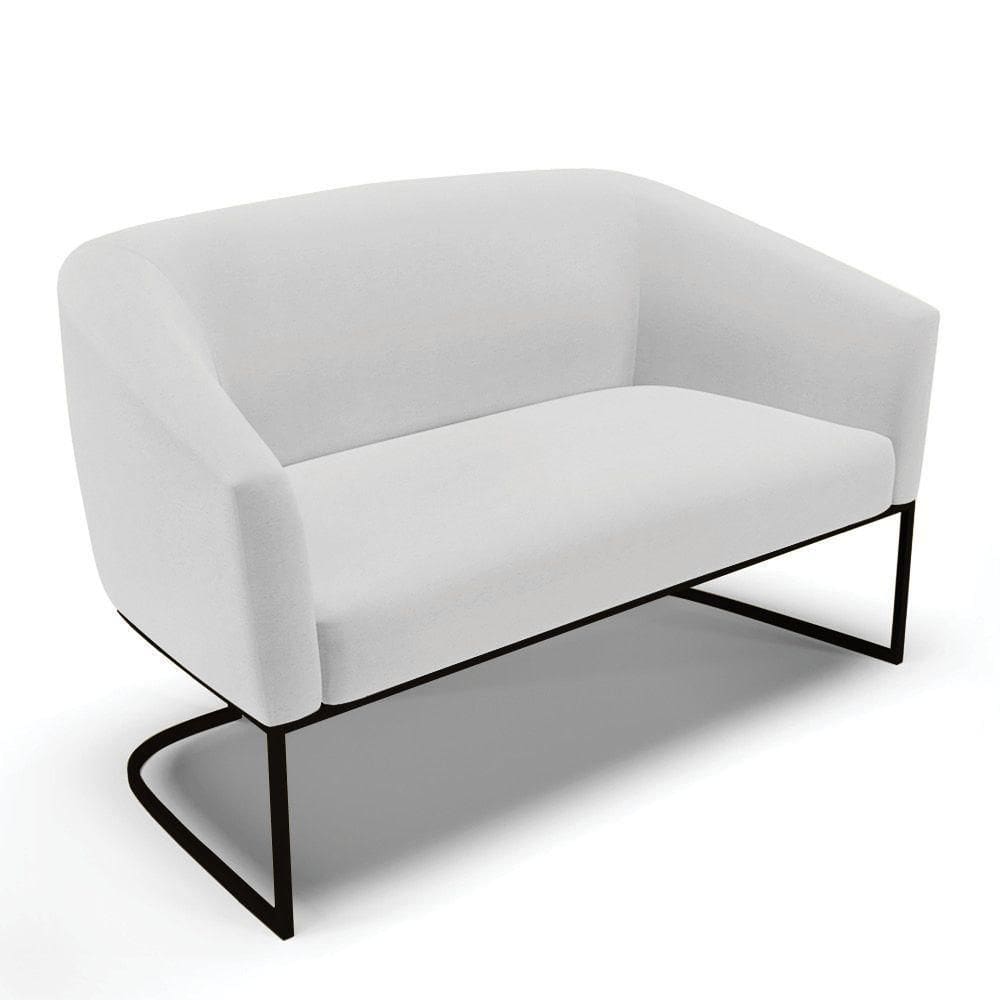 Sofá Namoradeira 2 Lugares Base Industrial Preto Stella Linho D03 - D`rossi Cor A05 Cinza