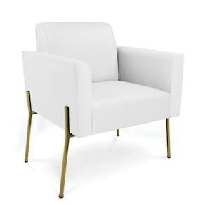 Poltrona Pé De Ferro Dourado Para Sala Marisa Corino Branco D03