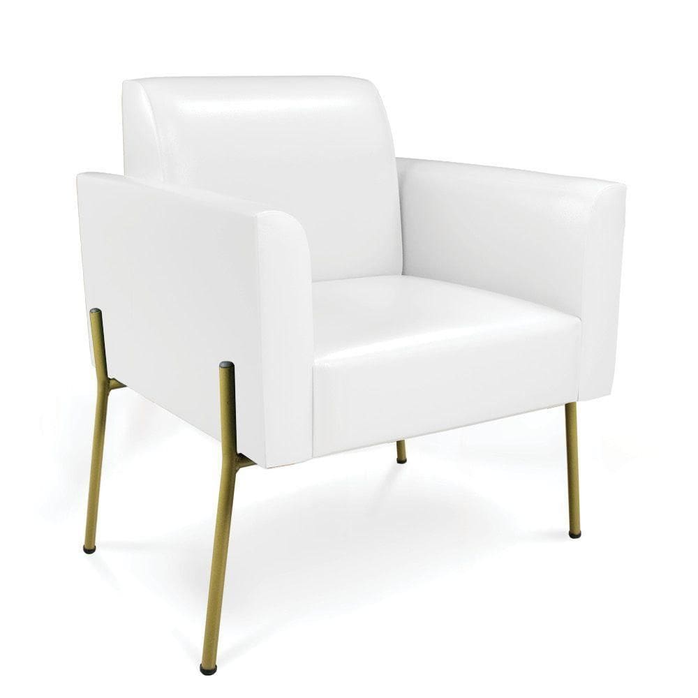 Poltrona Pé De Ferro Dourado Para Sala Marisa Corano D03 - D`rossi Cor Branco