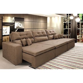 Sofá Cairo 3,82m Retrátil, Reclinável Tecido Suede Castor