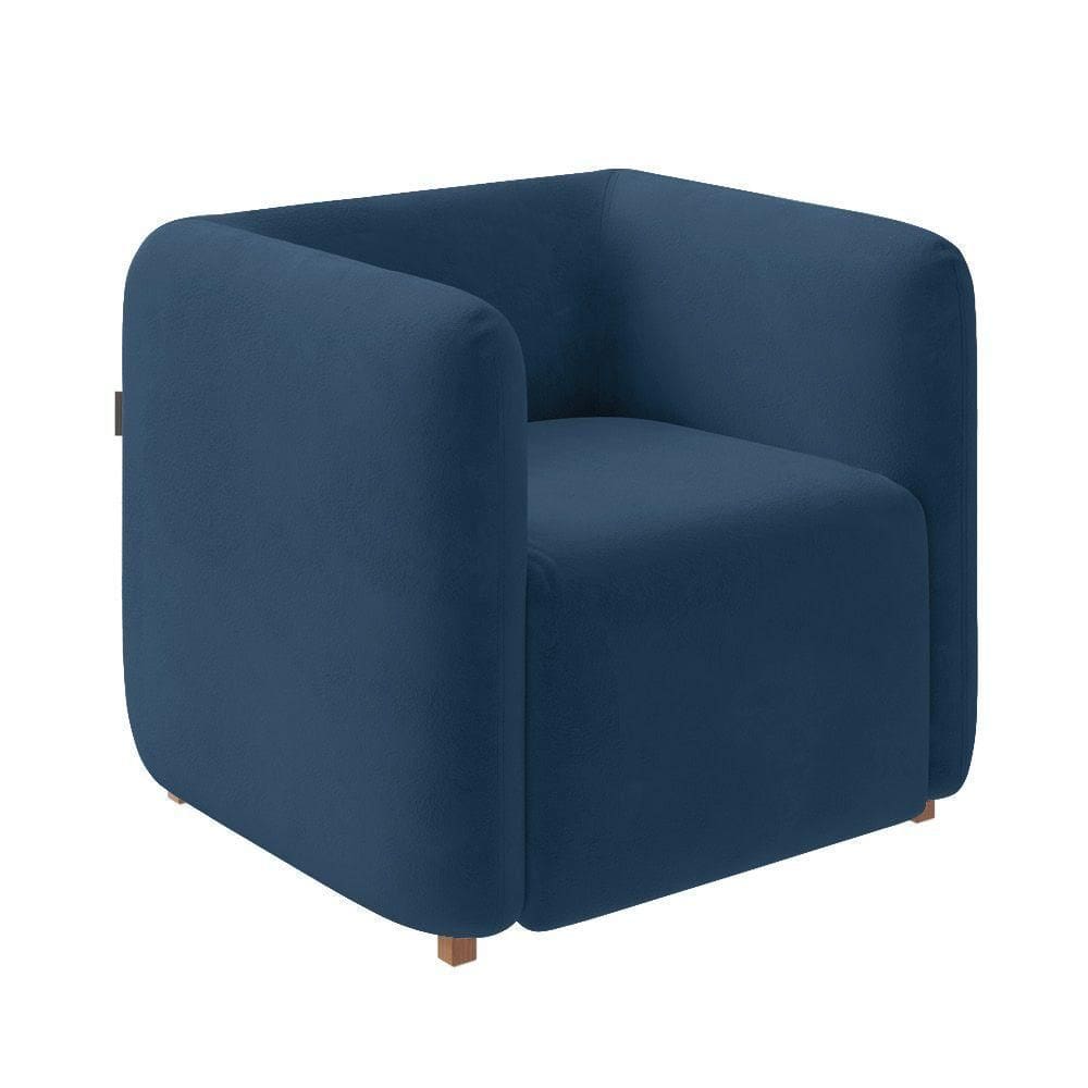 Poltrona Sala De Estar Decorativa Laguna Veludo K01 - D`rossi Cor Azul Marinho