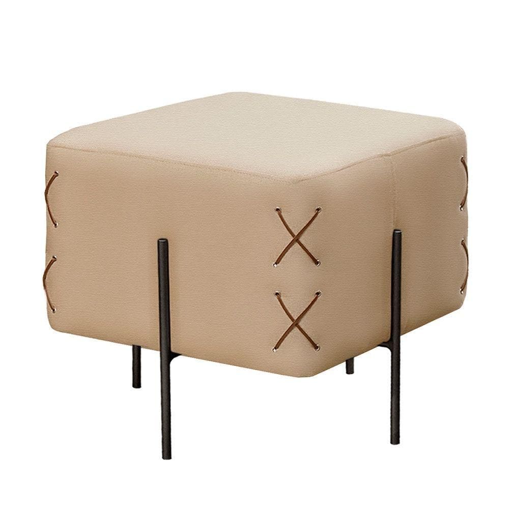 Puff Banqueta Luxo Eros Castellar Móbile Bege Claro