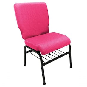 01 Cadeira Para Igrejas C/ Porta Biblía E Porta Cálice Rosa