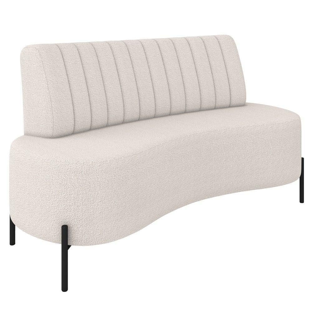 Sofá 2 Lugares 135cm Pés Aço Preto Tamar K04 Bouclê Bege - Mpozenato