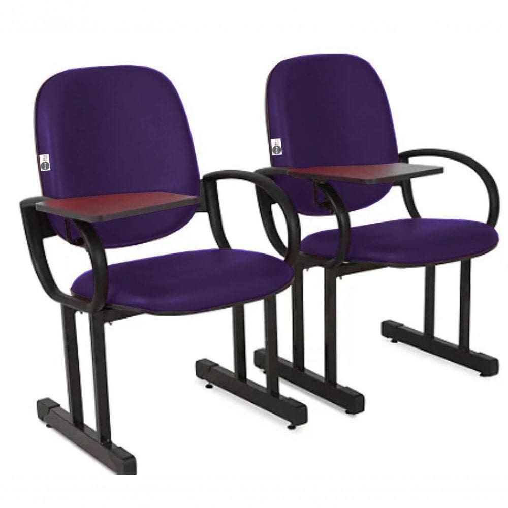 02 Cadeiras Para Auditório Com Prancheta Linha Dallas Auditório Roxo